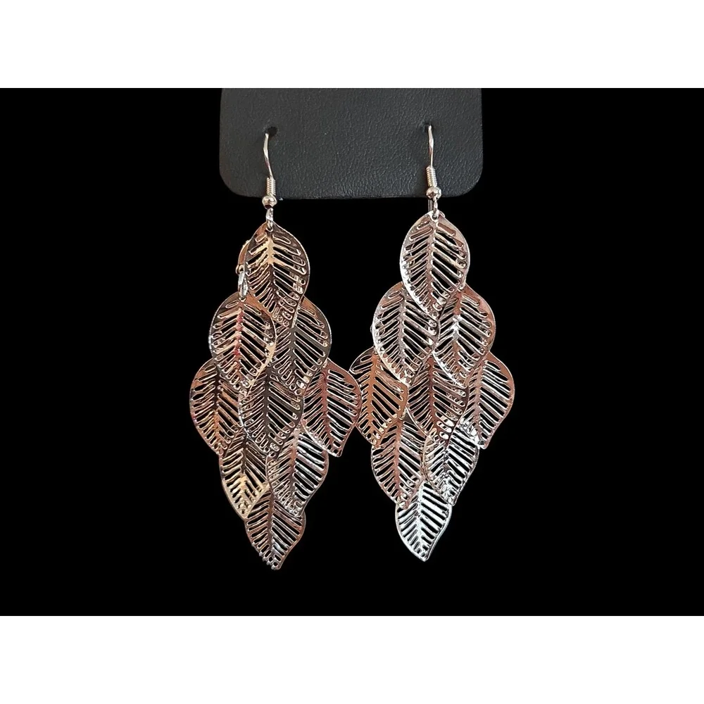 6 Pair Silver Tone Earring‎ Set Leaf Spiral Filigree Geometric Drop Dangle NEW